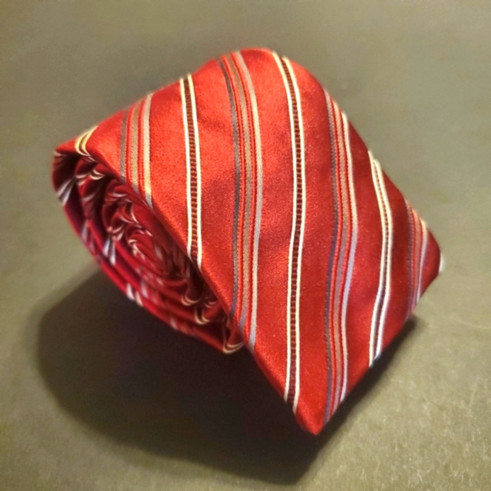 Dolce & Gabbana Necktie Red Stripe Silk Square End Tie